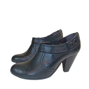Maripe Ankle Boots Womens 8 Black Leather Gramercy Block Heel Booties